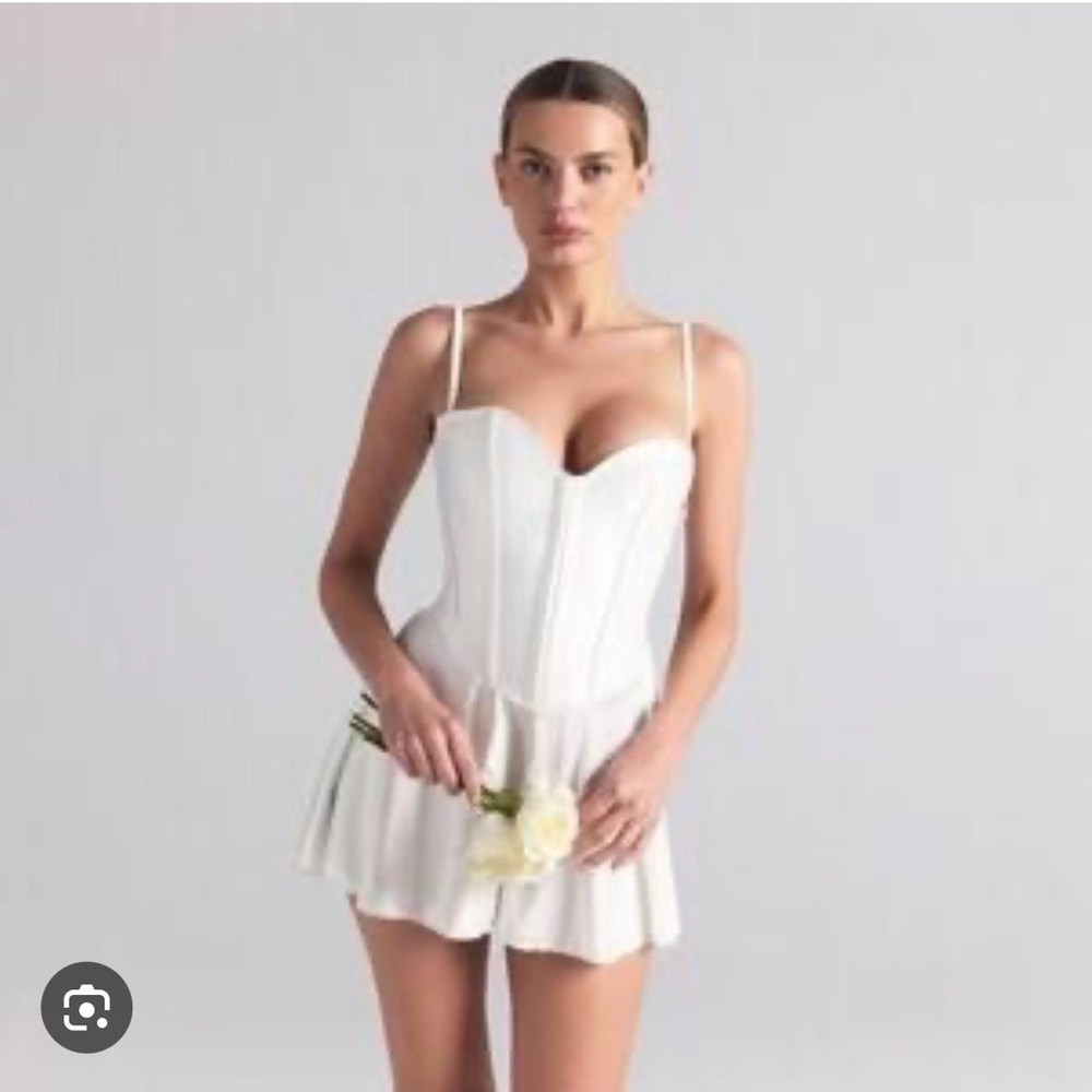 skims woven shine corset dress